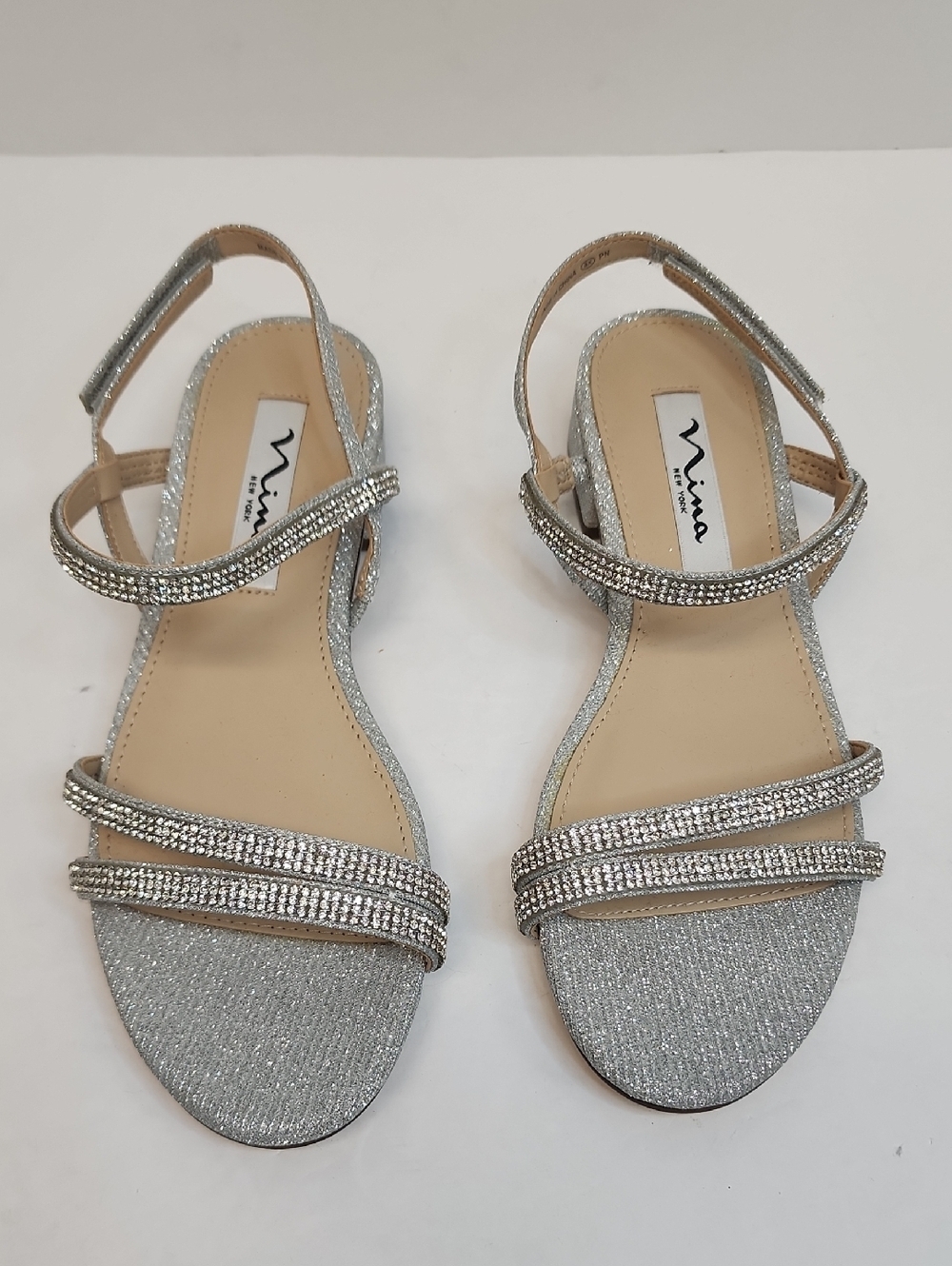 Nina Silver Rhinestone Slingback Sandals Formal Size 5